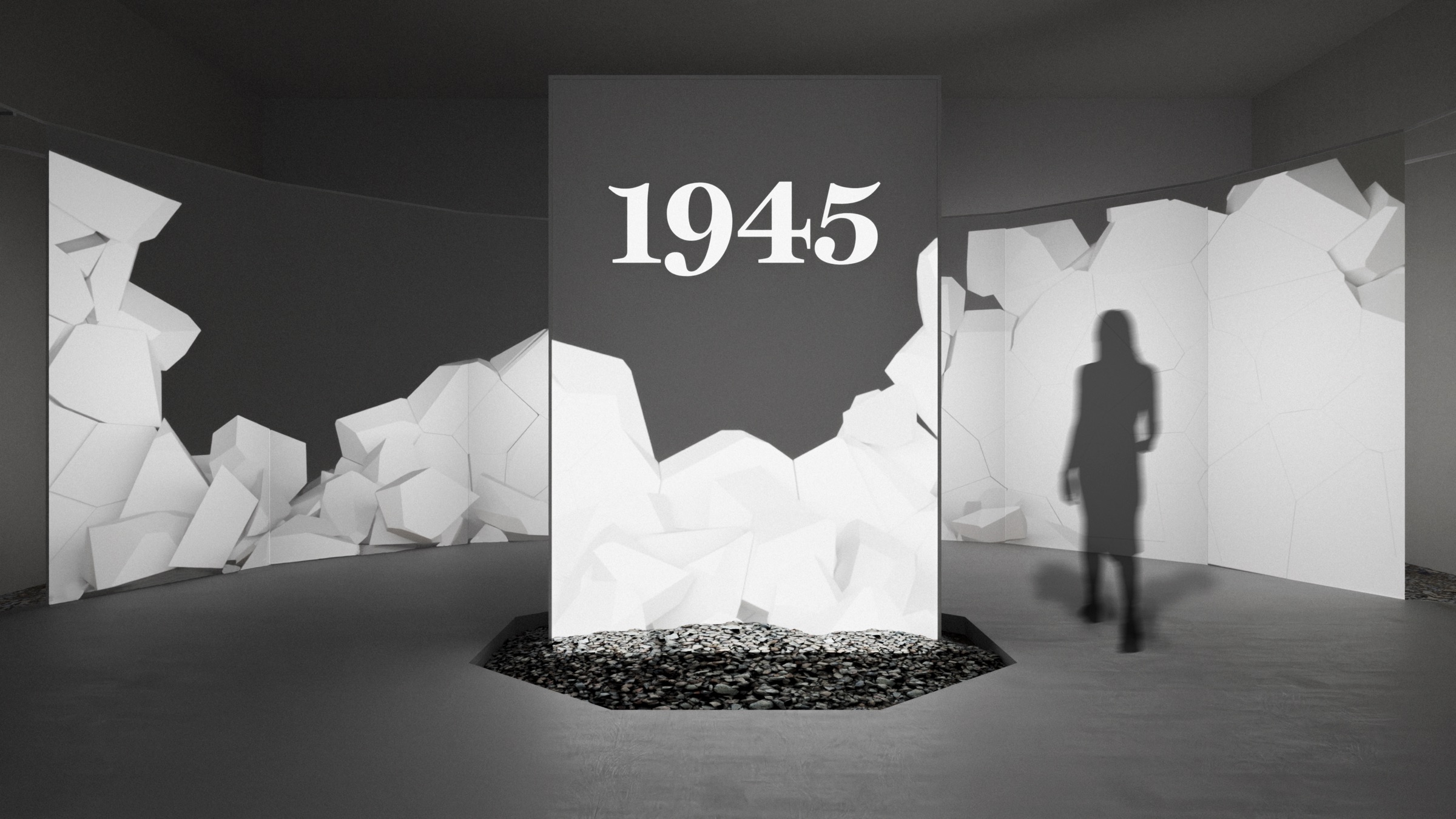 Room 1, intro: frontal view of the projection installation